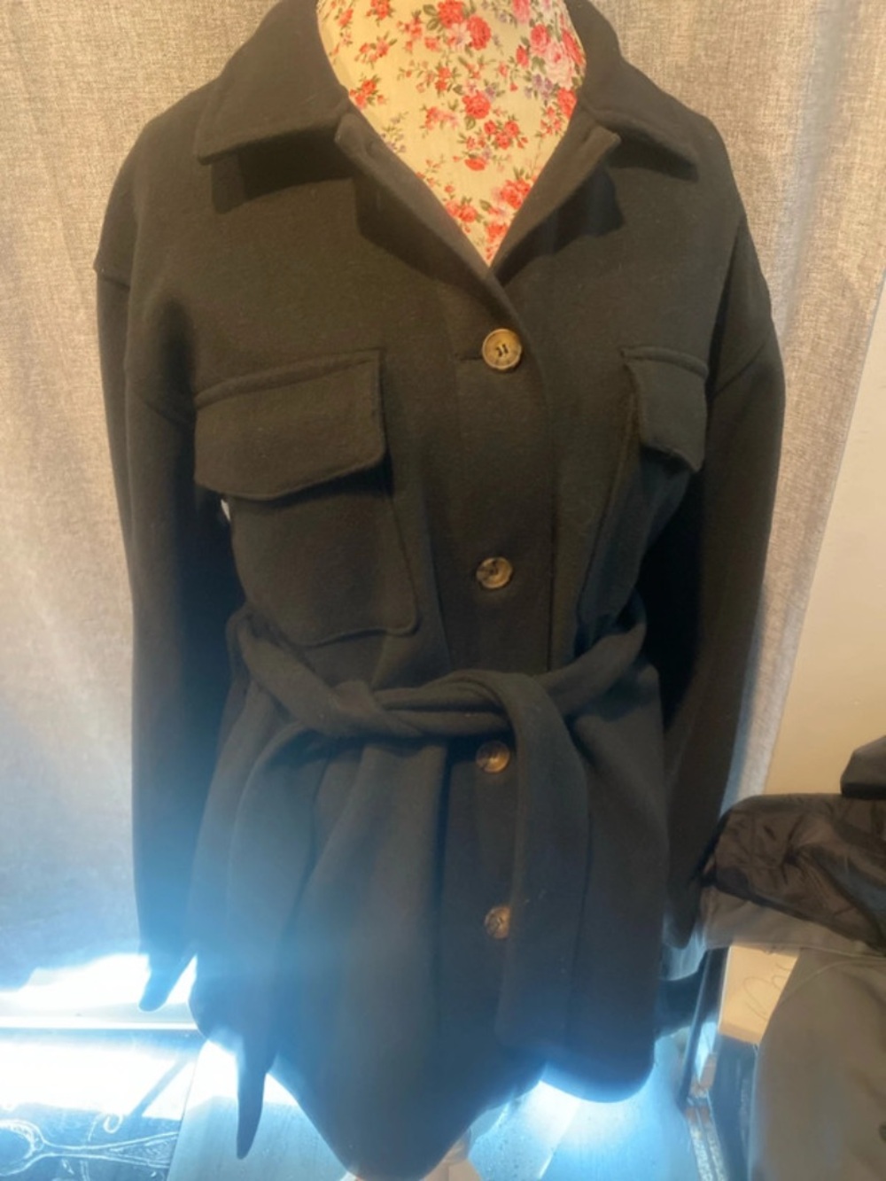 Love Tree Dark Green Belted Trench Coat